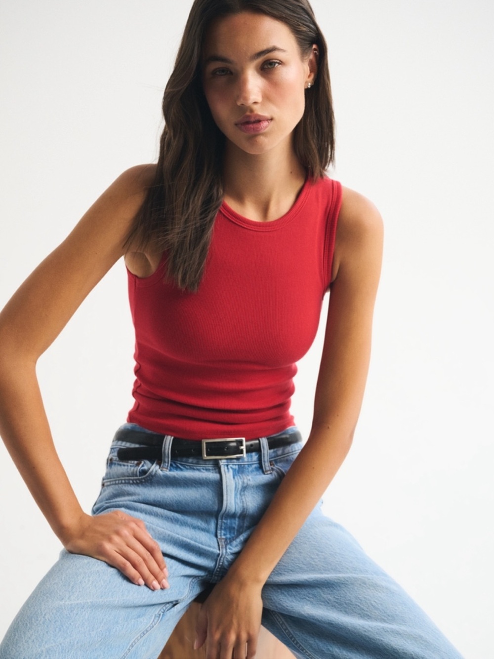 Abercrombie &Fitch Bra-Free Rib High-Neck Tank